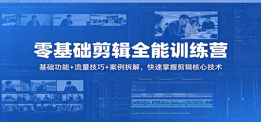 零基础剪辑全能训练营：基础功能+流量技巧+案例拆解，快速掌握剪辑核心技术-齐力副业