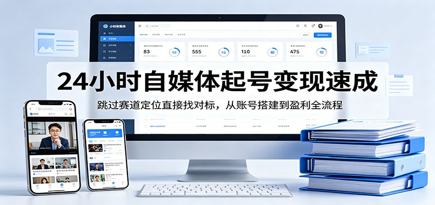 24小时自媒体起号变现速成，跳过赛道定位直接找对标，从账号搭建到盈利全流程-齐力副业