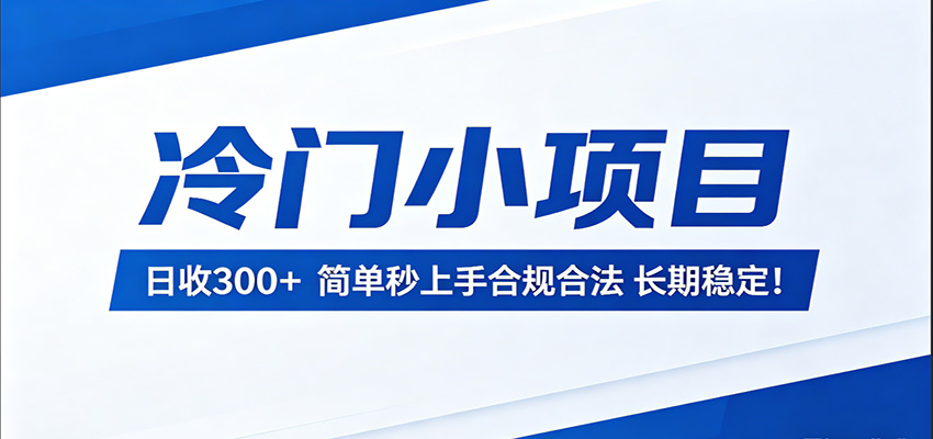 冷门小项目，日收300＋，简单秒上手合规合法，长期稳定！-齐力副业