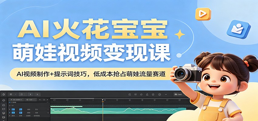 AI火花宝宝萌娃视频变现课：AI视频制作+提示词技巧，低成本抢占萌娃流量赛道-齐力副业