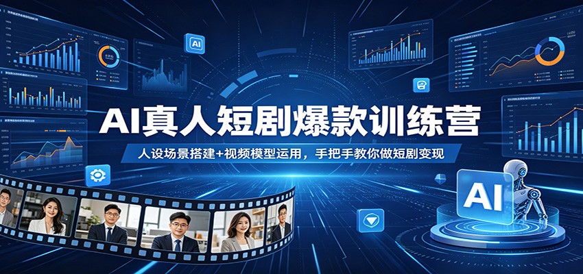 AI真人短剧爆款训练营：人设场景搭建+视频模型运用，手把手教你做短剧变现-齐力副业