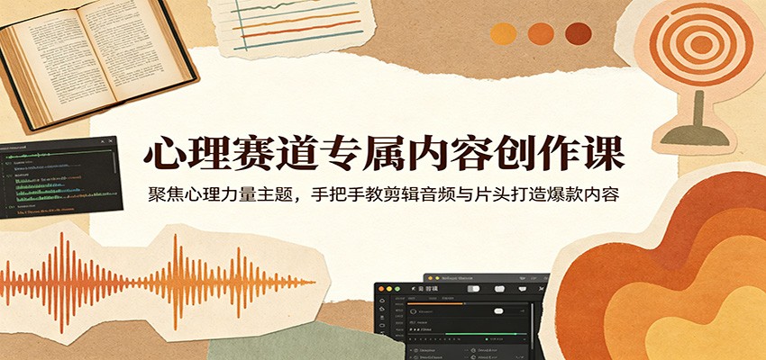 心理赛道专属内容创作课：聚焦心理力量主题，手把手教剪辑音频与片头打造爆款内容-齐力副业