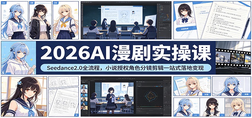 2026AI漫剧实操课：Seedance2.0全流程，小说授权角色分镜剪辑一站式落地变现-齐力副业