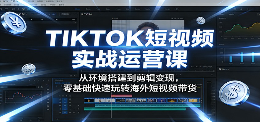 TIKTOK短视频实战运营课：从环境搭建到剪辑变现，零基础快速玩转海外短视频带货-齐力副业