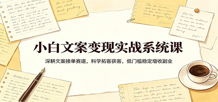 小白文案变现实战系统课：深耕文案接单赛道，科学拓客获客，低门槛稳定增收副业-齐力副业