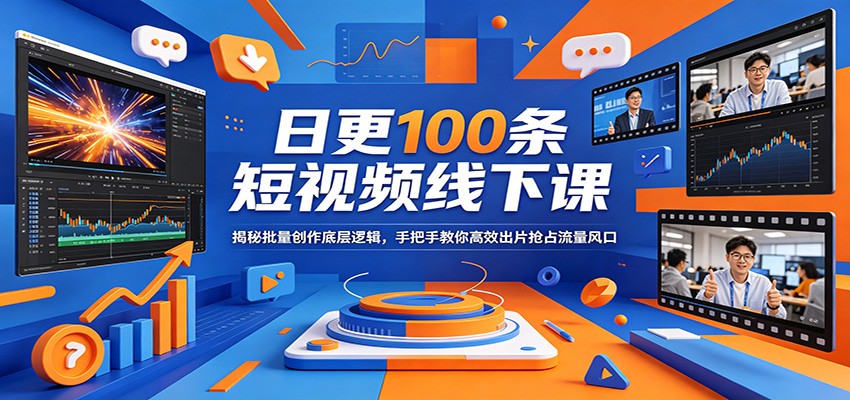 日更100条短视频线下课：揭秘批量创作底层逻辑，手把手教你高效出片抢占流量风口-齐力副业