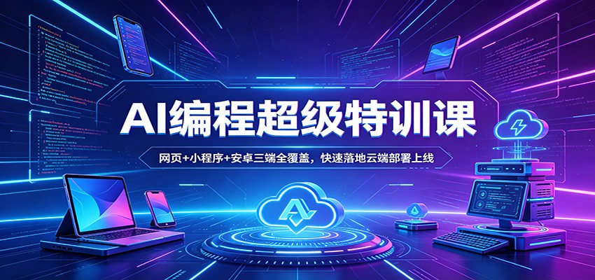 AI编程超级特训课：网页+小程序+安卓三端全覆盖，快速落地云端部署上线-齐力副业