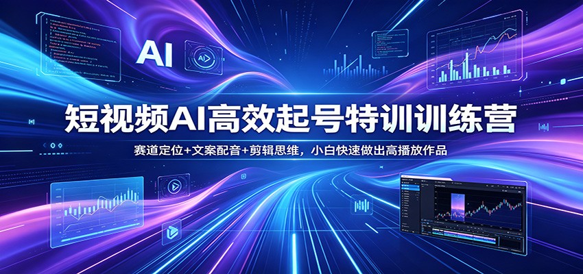 短视频AI高效起号特训训练营：赛道定位+文案配音+剪辑思维，小白快速做出高播放作品-齐力副业