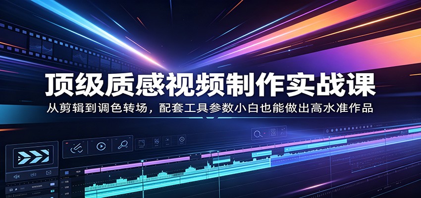 顶级质感视频制作实战课：从剪辑到调色转场，配套工具参数小白也能做出高水准作品-齐力副业