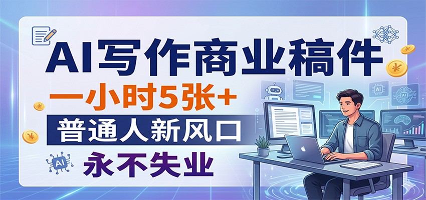 AI写作商业稿件，一小时5张+，普通人新风口，永不失业-齐力副业
