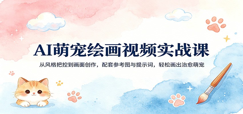 AI萌宠绘画视频实战课：从风格把控到画面创作，配套参考图与提示词，轻松画出治愈萌宠-齐力副业