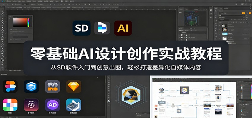 零基础AI设计创作实战教程：从SD软件入门到创意出图，轻松打造差异化自媒体内容-齐力副业