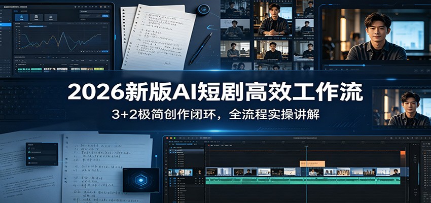 2026新版AI短剧高效工作流：3+2极简创作闭环，全流程实操讲解-齐力副业