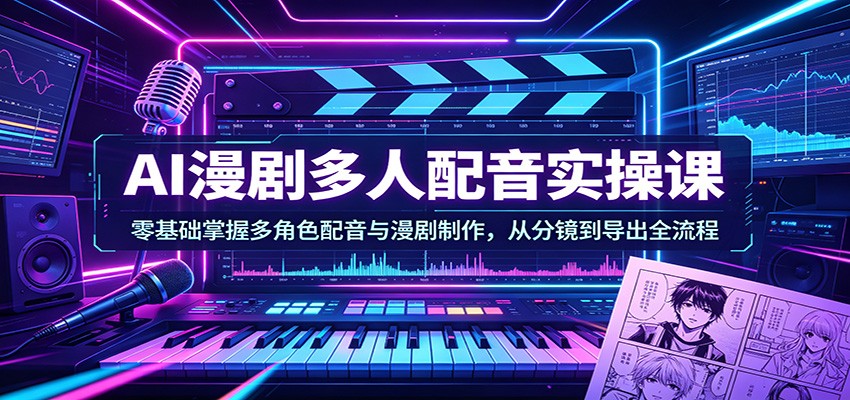AI漫剧多人配音实操课：零基础掌握多角色配音与漫剧制作，从分镜到导出全流程-齐力副业