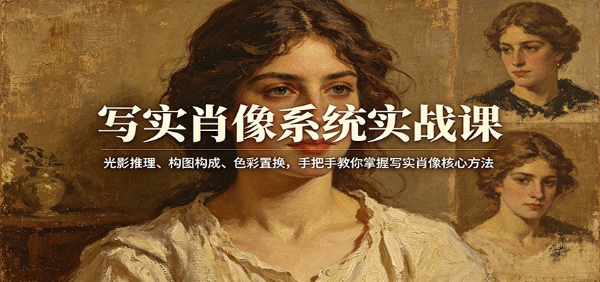 写实肖像系统实战课：光影推理、构图构成、色彩置换，手把手教你掌握写实肖像核心方法-齐力副业