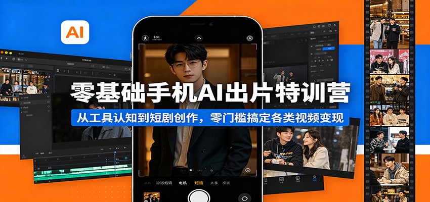 零基础手机AI出片特训营：从工具认知到短剧创作，零门槛搞定各类视频变现-齐力副业