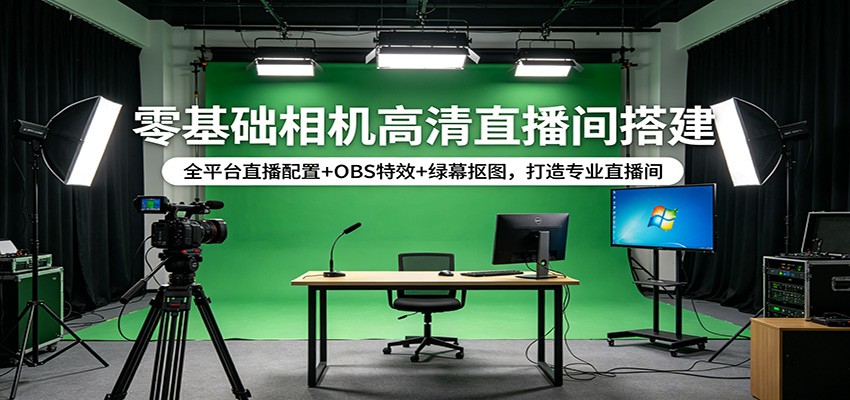 零基础相机高清直播间搭建：全平台直播配置+OBS特效+绿幕抠图，打造专业直播间-齐力副业