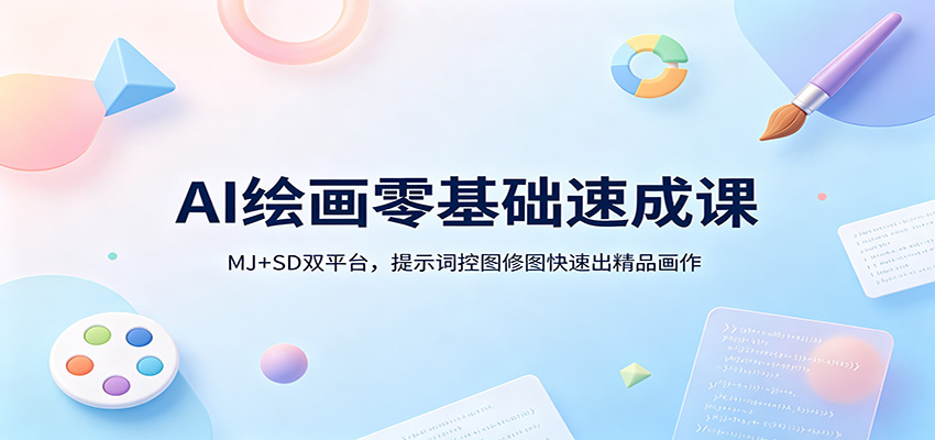 AI绘画零基础速成课：MJ+SD双平台，提示词控图修图快速出精品画作-齐力副业