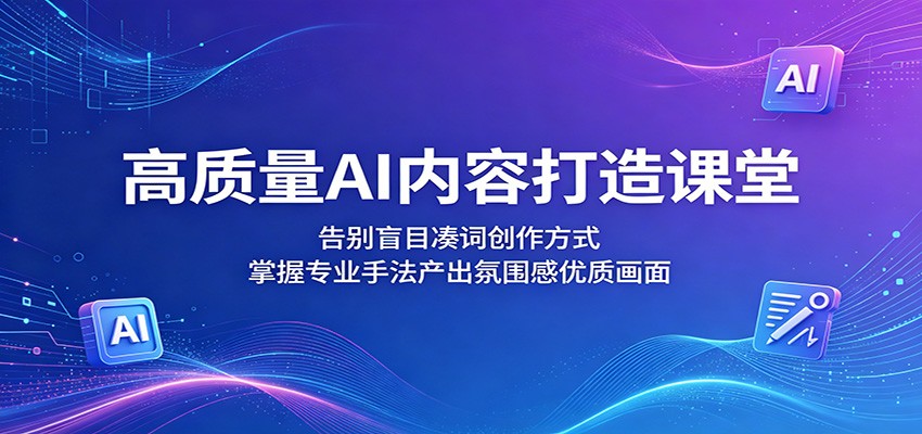 高质量AI内容打造课堂：告别盲目凑词创作方式，掌握专业手法产出氛围感优质画面-齐力副业