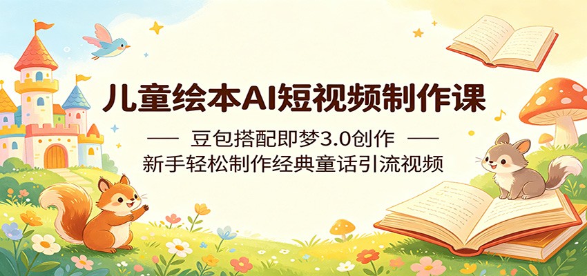 儿童绘本AI短视频制作课:豆包搭配即梦3.0创作,新手轻松制作经典童话引流视频-齐力副业