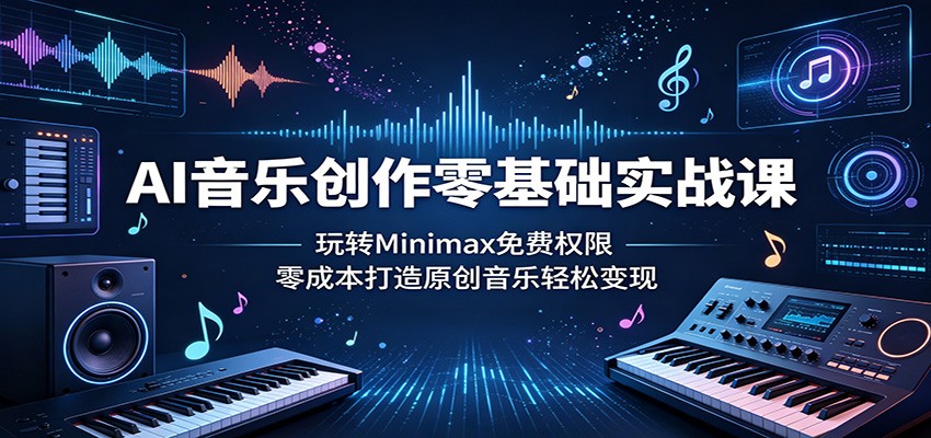 AI音乐创作零基础实战课:玩转Minimax免费权限,零成本打造原创音乐轻松变现-齐力副业