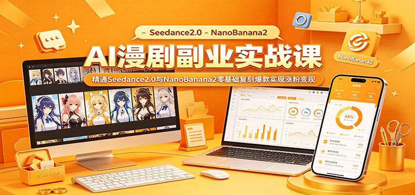 AI漫剧副业实战课:精通Seedance2.0与NanoBanana2零基础复刻爆款实现涨粉变现-齐力副业