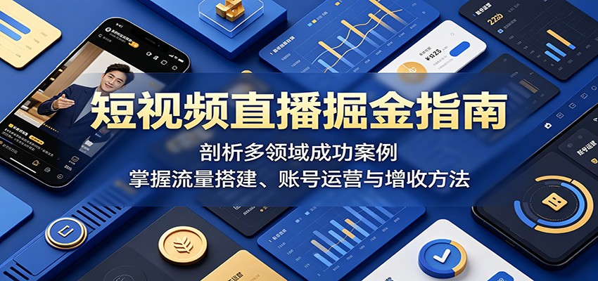 短视频直播掘金指南:剖析多领域成功案例,掌握流量搭建、账号运营与增收方法-齐力副业