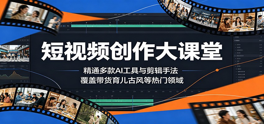 短视频创作大课堂:精通多款AI工具与剪辑手法,覆盖带货、育儿、古风等热门领域-齐力副业