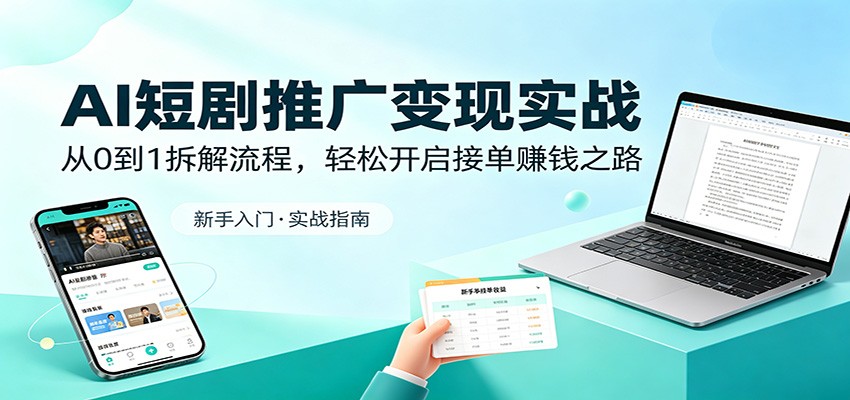 AI短剧推广变现实战：从0到1拆解流程，轻松开启接单赚钱之路-齐力副业
