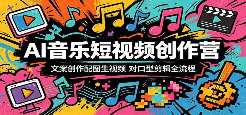 AI音乐短视频创作营：文案创作配图生视频，对口型剪辑全流程-齐力副业