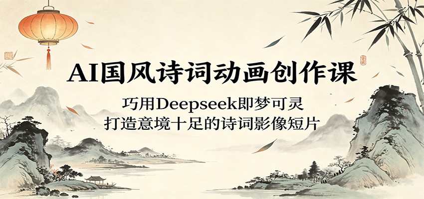 AI国风诗词动画创作课:巧用Deepseek即梦可灵,打造意境十足的诗词影像短片-齐力副业