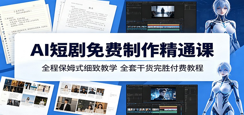 AI短剧免费制作精通课:全程保姆式细致教学,全套干货完胜付费教程-齐力副业