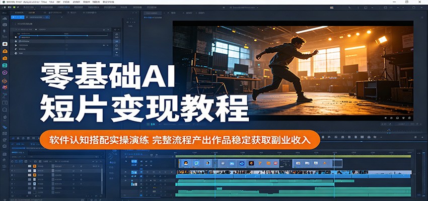 零基础AI短片变现教程:软件认知搭配实操演练,完整流程产出作品稳定获取副业收入-齐力副业