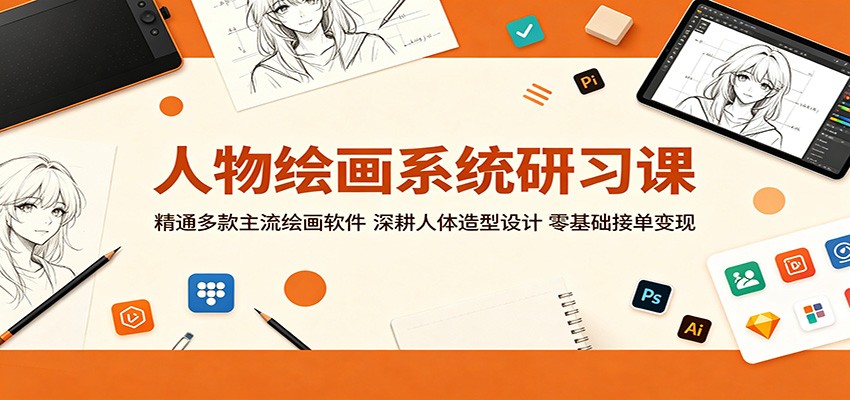 人物绘画系统研习课:精通多款主流绘画软件,深耕人体造型设计,零基础接单变现-齐力副业