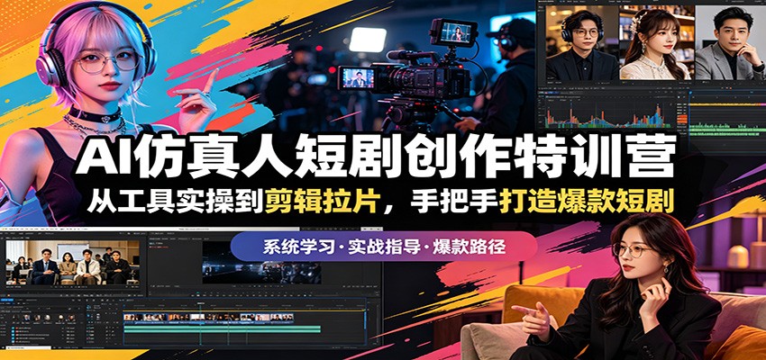 AI仿真人短剧创作特训营：从工具实操到剪辑拉片，手把手打造爆款短剧-齐力副业