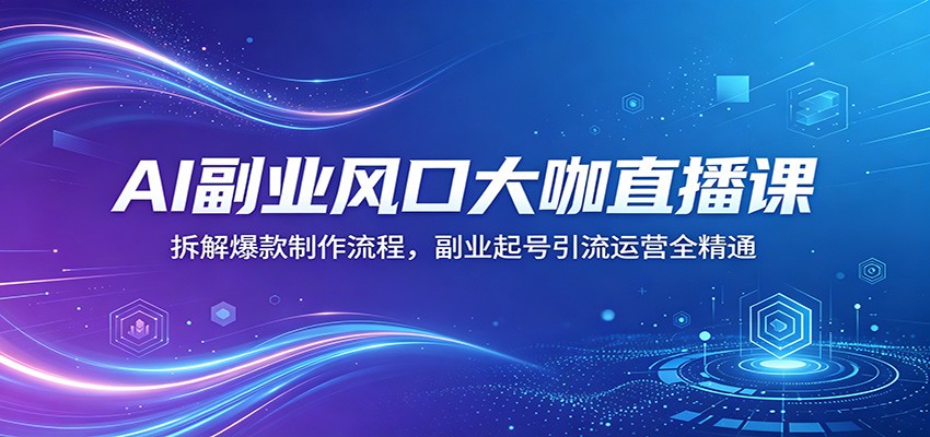 AI副业风口大咖直播课：拆解爆款制作流程，副业起号引流运营全精通-齐力副业