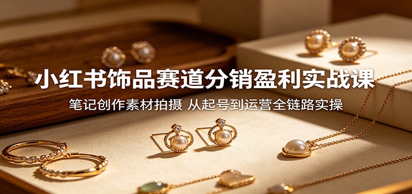 小红书饰品赛道分销盈利实战课：笔记创作素材拍摄，从起号到运营全链路实操-齐力副业