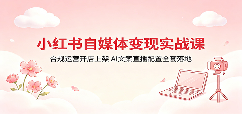 小红书自媒体变现实战课：合规运营开店上架，AI文案直播配置全套落地-齐力副业