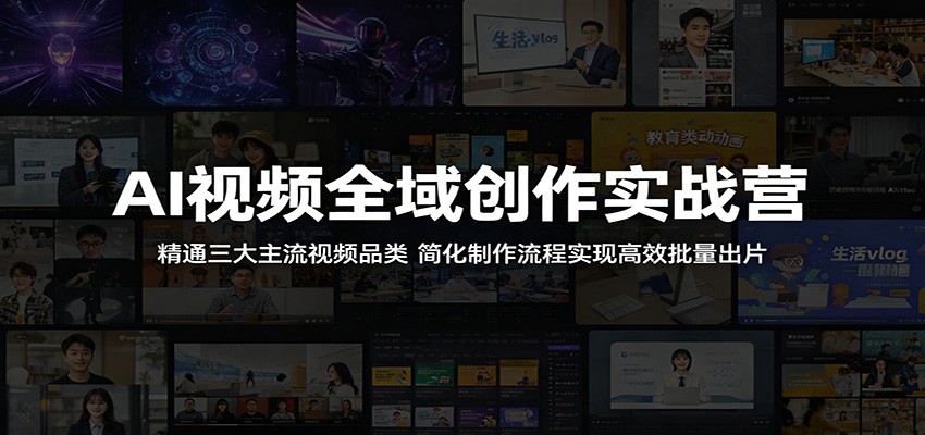 AI视频全域创作实战营：精通三大主流视频品类，简化制作流程实现高效批量出片-齐力副业