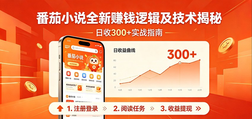 番茄小说全新赚钱逻辑及技术日收300+，小白新书皆可做！无脑赚就行了！-齐力副业