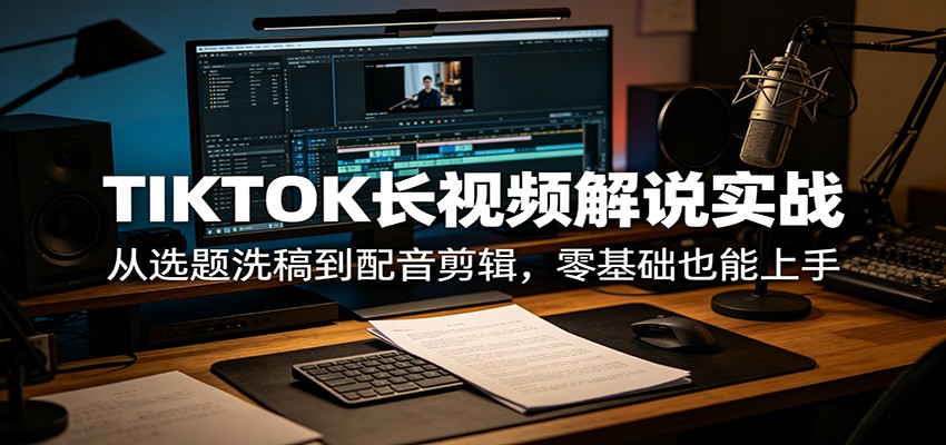 TIKTOK长视频解说实战：从选题洗稿到配音剪辑，零基础也能上手-知行副业网