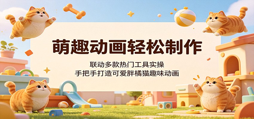 萌趣动画轻松制作,联动多款热门工具实操,手把手打造可爱胖橘猫趣味动画-齐力副业