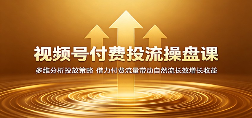 视频号付费投流操盘课:多维分析投放策略,借力付费流量带动自然流长效增长收益-齐力副业