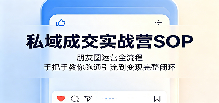 私域成交实战营SOP：朋友圈运营全流程，手把手教你跑通引流到变现完整闭环-齐力副业