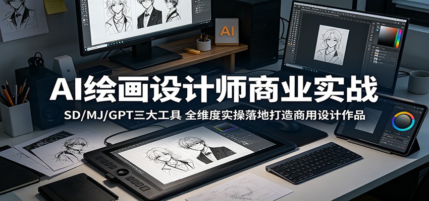 AI绘画设计师商业实战:SD/MJ/GPT三大工具,全维度实操落地打造商用设计作品-齐力副业
