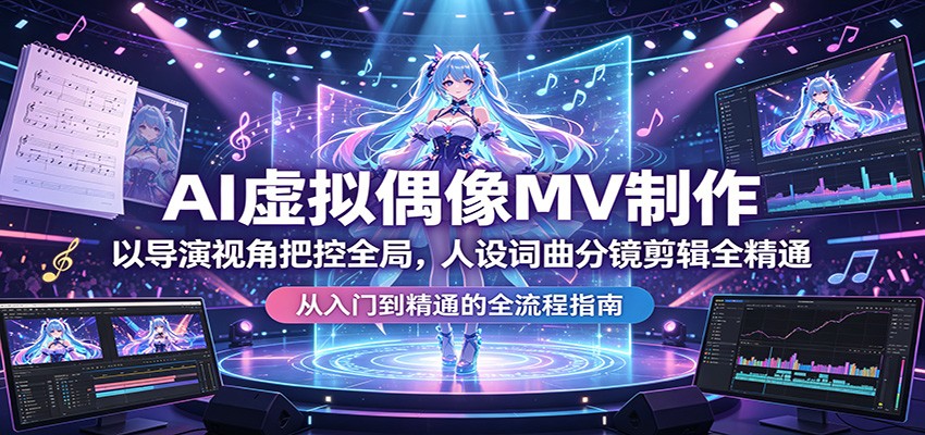 AI虚拟偶像MV制作：以导演视角把控全局，人设词曲分镜剪辑全精通-齐力副业