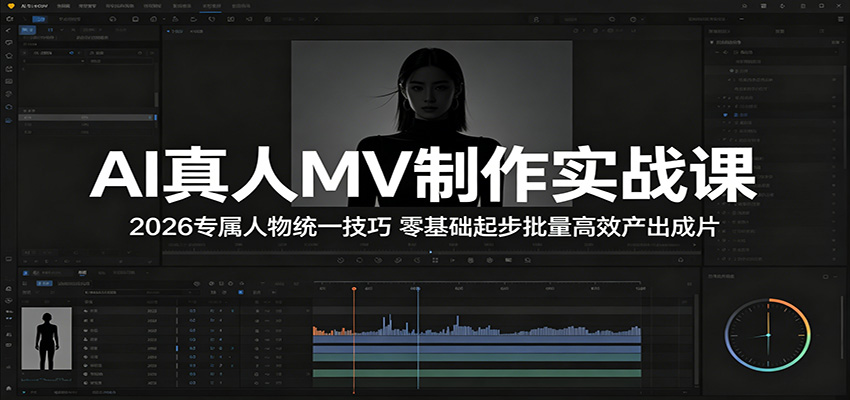 AI真人MV制作实战课：2026专属人物统一技巧，零基础起步批量高效产出成片-齐力副业