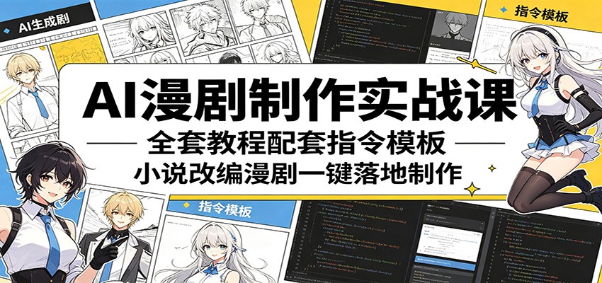 AI漫剧制作实战课：全套教程配套指令模板，小说改编漫剧一键落地制作-齐力副业