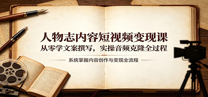 人物志内容短视频变现课：从零学文案撰写，实操音频克隆全过程-齐力副业