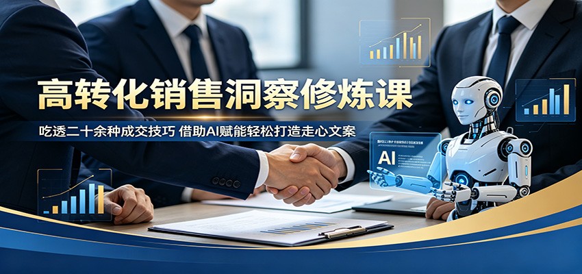 高转化销售洞察修炼课:吃透二十余种成交技巧,借助AI赋能轻松打造走心文案-齐力副业